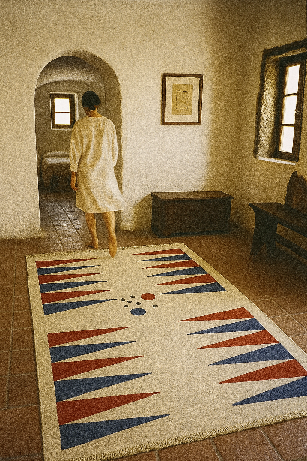 "MAVİ KIRMIZI BEYAZ", Serap Güneri, El dokuması kilim